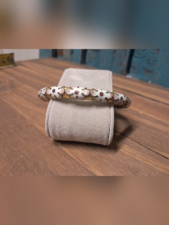 Jewelry - Vintage Hand Painted Floral Enamel Cloisonne Bangle Bracelet